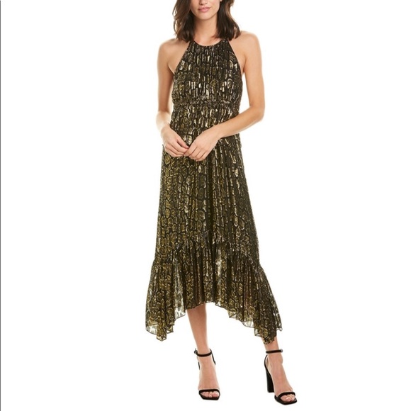 A.L.C Black and Golden Leopard Rosa midi dress - Picture 3 of 12